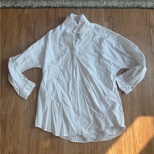 White Casual Button Down Shirt with Long Sleeves